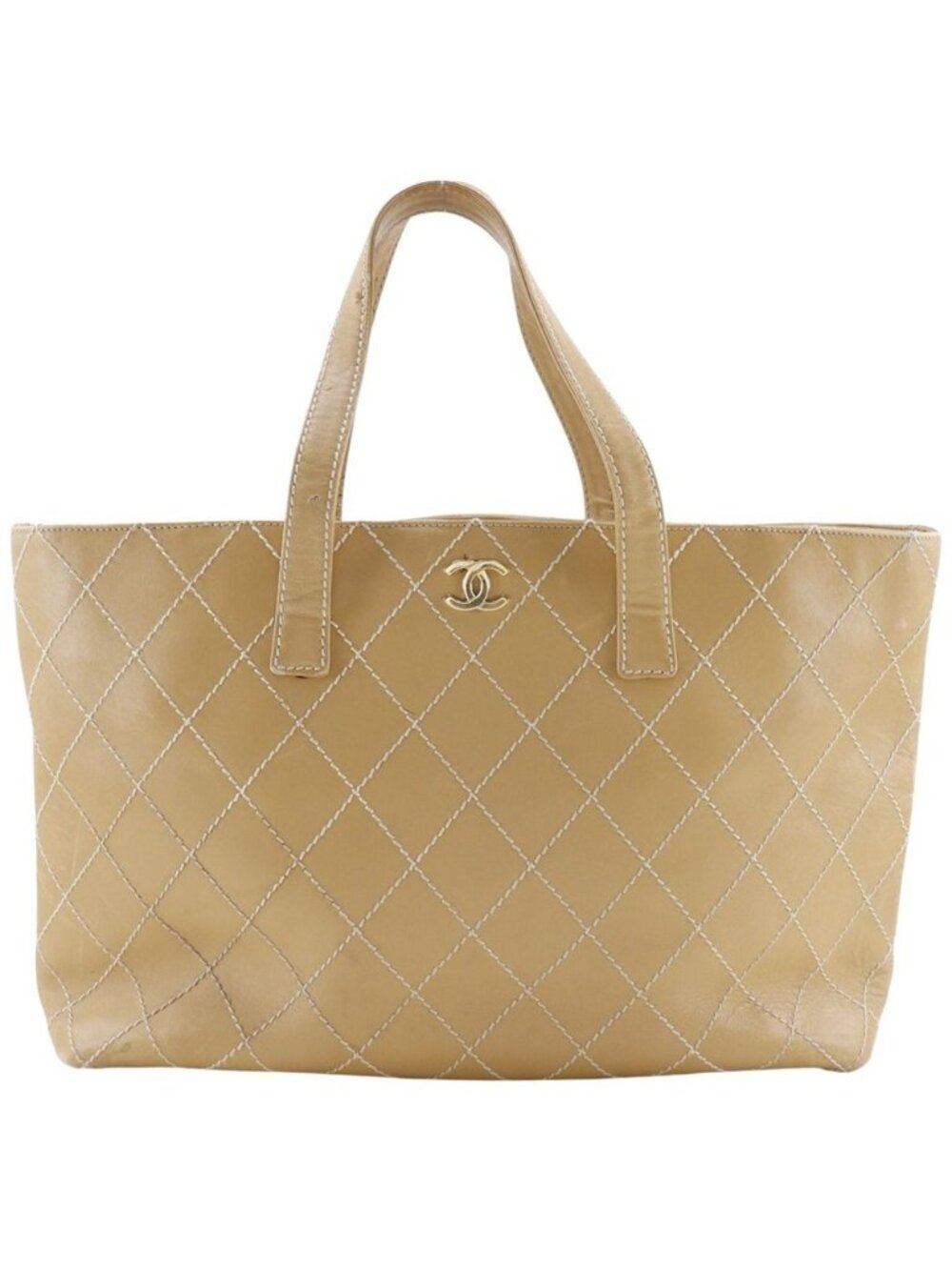 Chanel Wild Stitch Calf Beige Tote